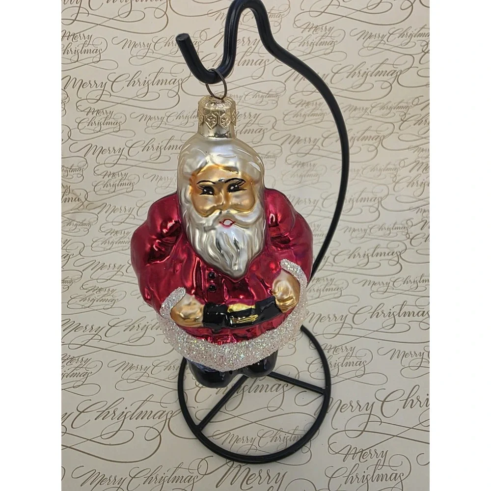 Christopher Radko Mr Mrs Claus 1996 Double Sided Glass Christmas Ornament 6